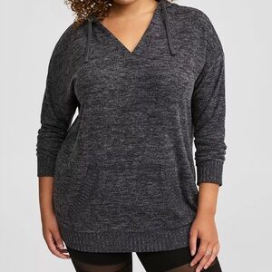 Super soft plush torrid plus size 4X Charcoal Gray Hoodie Sweater relaxed tunic
